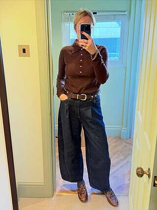 Chocolate Fine Knit Polo Top
