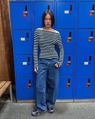 EMMA KNIT LONG SLEEVE BABY BLUE NAVY STRIPE