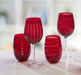 Cheers® Ruby Set of 4 Stemless Wine Glasses
