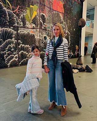 Greenbriar Girls Turtleneck in Terry Fleece (First Blush/Cream Scallop Stripe)