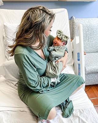 Emerald Bamboo Knit Maternity Robe