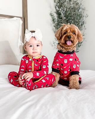 Print Footie with 2 Way Zipper in Crimson Magical World