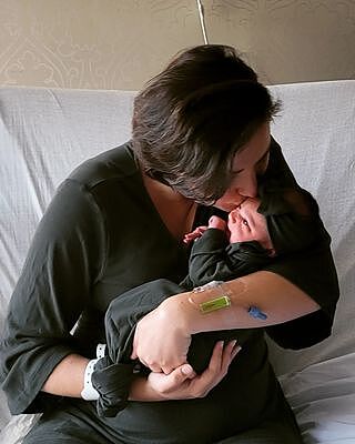 Forest Green Ribbed Bamboo Knit Maternity Robe