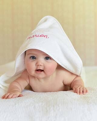 Baby Hooded Towel in Light Pink Gingham | White Perry Embroidery