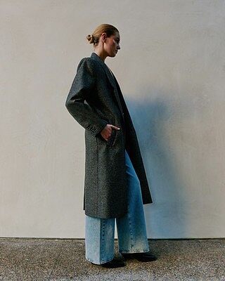 Striped Two Tone Coat in Grey