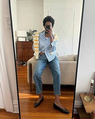 Elbe Stretch Poplin Shirt Classic Fit - Blue/White Stripe