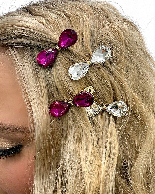 Mini Gem Cut Bow Clips - 3 Pack