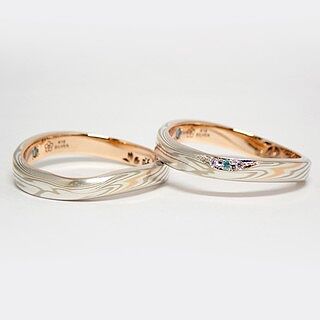 木目金波型(結婚指輪)
