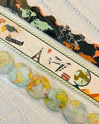 World Map Scalloped Bulletin Board Borders