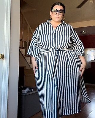 Plaza Linen Shirtdress - Deep Blue/White Stripe