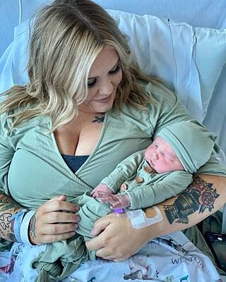 Solid Moss Bamboo Knit Maternity Robe