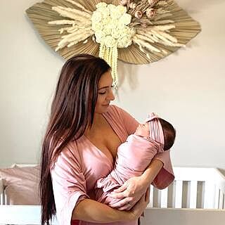 Solid Mauve Bamboo Knit Maternity Robe