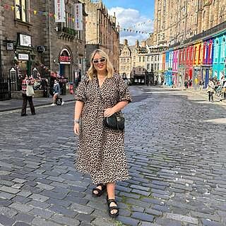 Animal V Neck Cotton Midi Dress