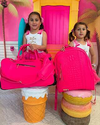 Voyager Croc Duffle Bag in Neon Pink