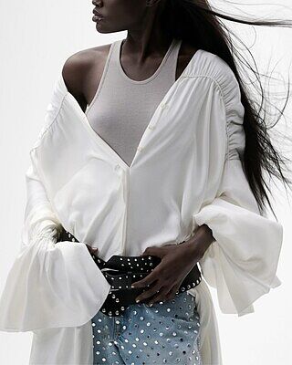 Studded Straight Trouser in Bleach
