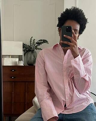 Elbe Popover Stretch Poplin Shirt Classic Fit - Pink/White Stripe