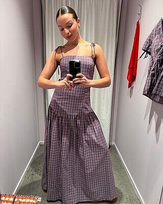 TRULLI MAXI DRESS BLUE WINE GINGHAM