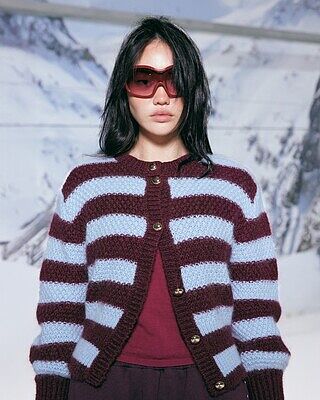 MATILDA CARDIGAN BURGUNDY AQUA STRIPE