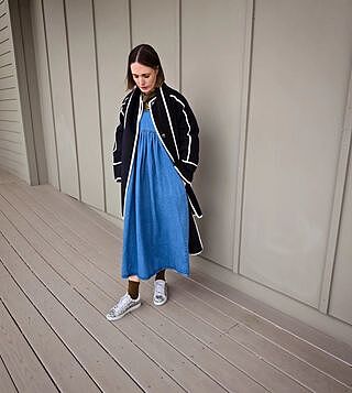 Denim Collar Midi Dress