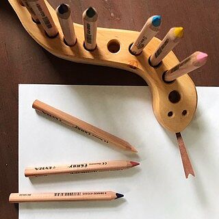 Wooden Pencil Holder - Snake