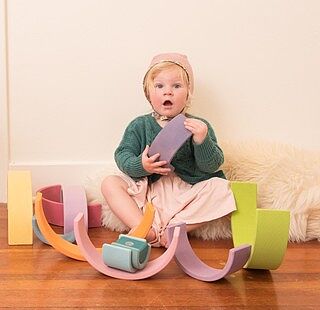 Pastel Large Wooden Rainbow Tunnel - 12 Piece