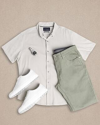 Knit Oxford Stretch Short Sleeve Shirt