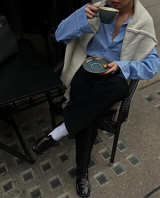 STRIPED COTTON POPLIN BUTTON FRONT SHIRT