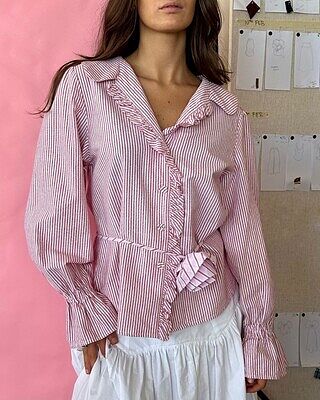 SANDLER RUFFLE SHIRT RED STRIPE