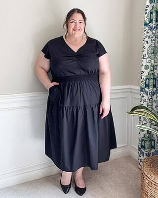 Ambroeus Smocked Poplin Dress - Black