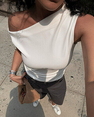 ASYMMETRIC OFF THE SHOULDER TANK