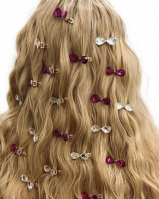 Mini Gem Cut Bow Clips - 3 Pack