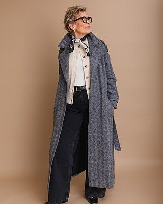 Herringbone Wool Mix Coat