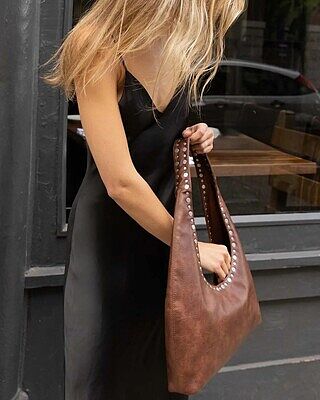 METAL STUDDED SHOULDER BAG