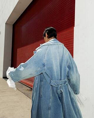 Denim Trench Coat in Bleach