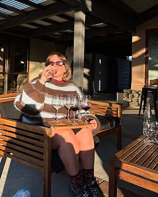 JOSIE SWEATER BROWN AQUA STRIPE