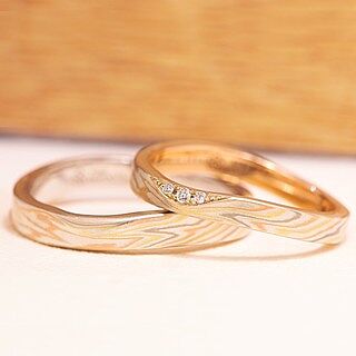 木目金波型(結婚指輪)