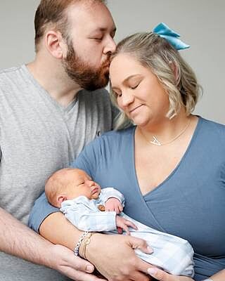 Solid Dusty Blue Bamboo Knit Maternity Robe