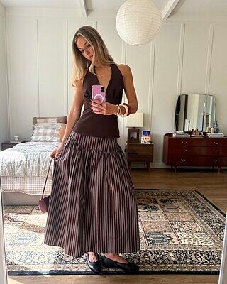 TRULLI SKIRT BROWN PINSTRIPE