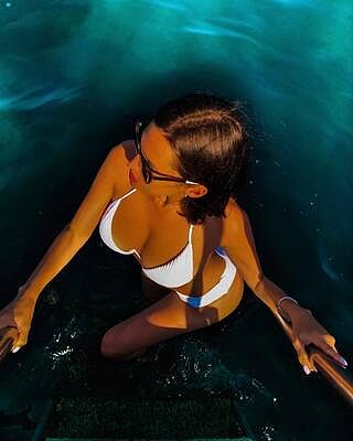 COSTA DEL SOL - Triangle Top & Wavey Ruched Back Brazilian Tie Side Bottom • White