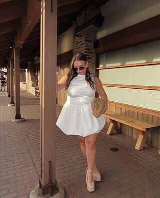 Dalayla Sleeveless Balloon Skirt Mini Dress White