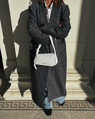 Striped Two Tone Coat in Grey