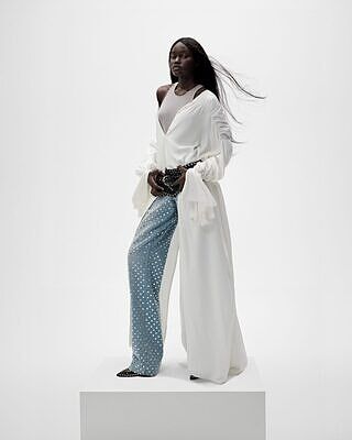 Studded Straight Trouser in Bleach
