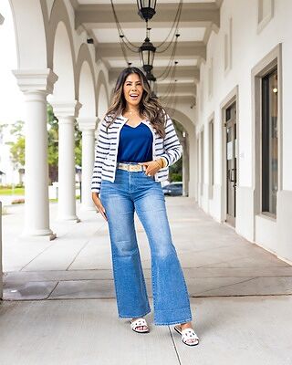 Nikki V-Neck Charmeuse Blouse Navy