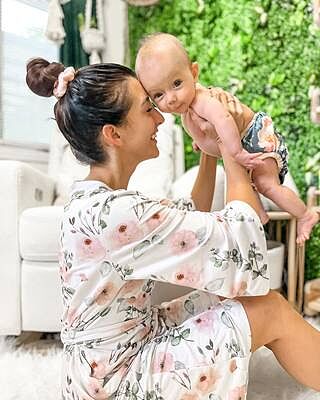 Millie's Dusty Rose Garden Knit Maternity Robe