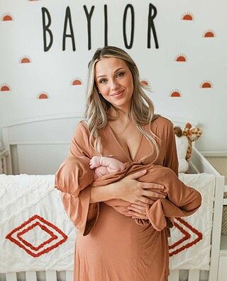 Camel Bamboo Knotted Gown & Hat Set