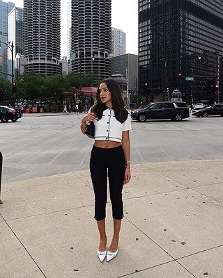 CROPPED KNIT CONTRAST TRIM TOP