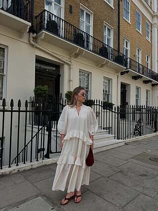 Volume Sleeve Taffeta Dress