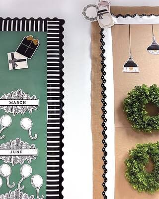 65' Black Rolled Scalloped Bulletin Board Borders