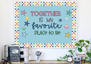 Checkered Rainbow Straight Bulletin Board Borders