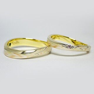 木目金波型(結婚指輪)